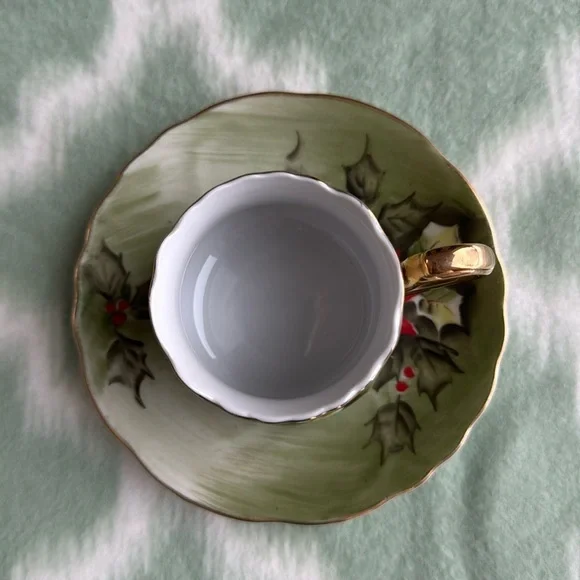 Vintage Lefton England hand painted bone china cup and saucer - Picture 2 of 9